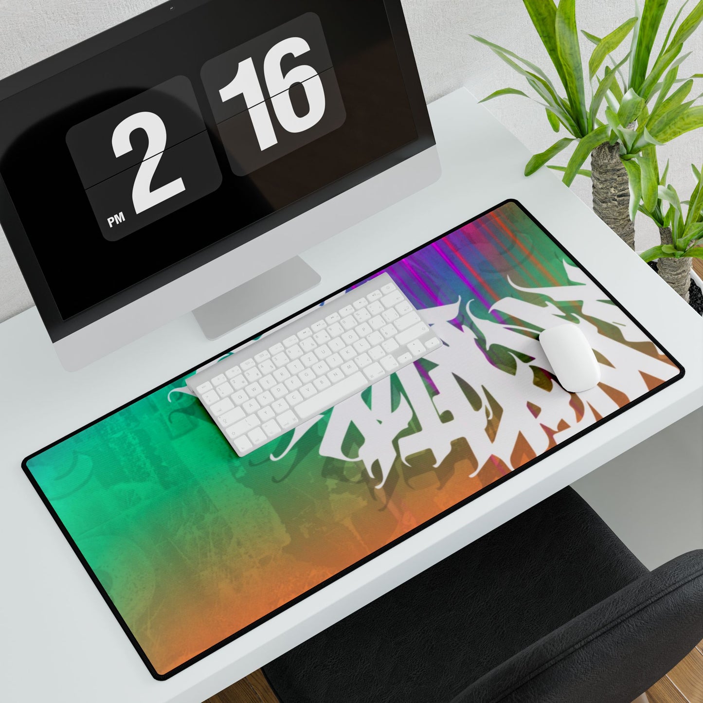Vibrant Artistic Desk Mat - Colorful Graffiti Design for Home Office