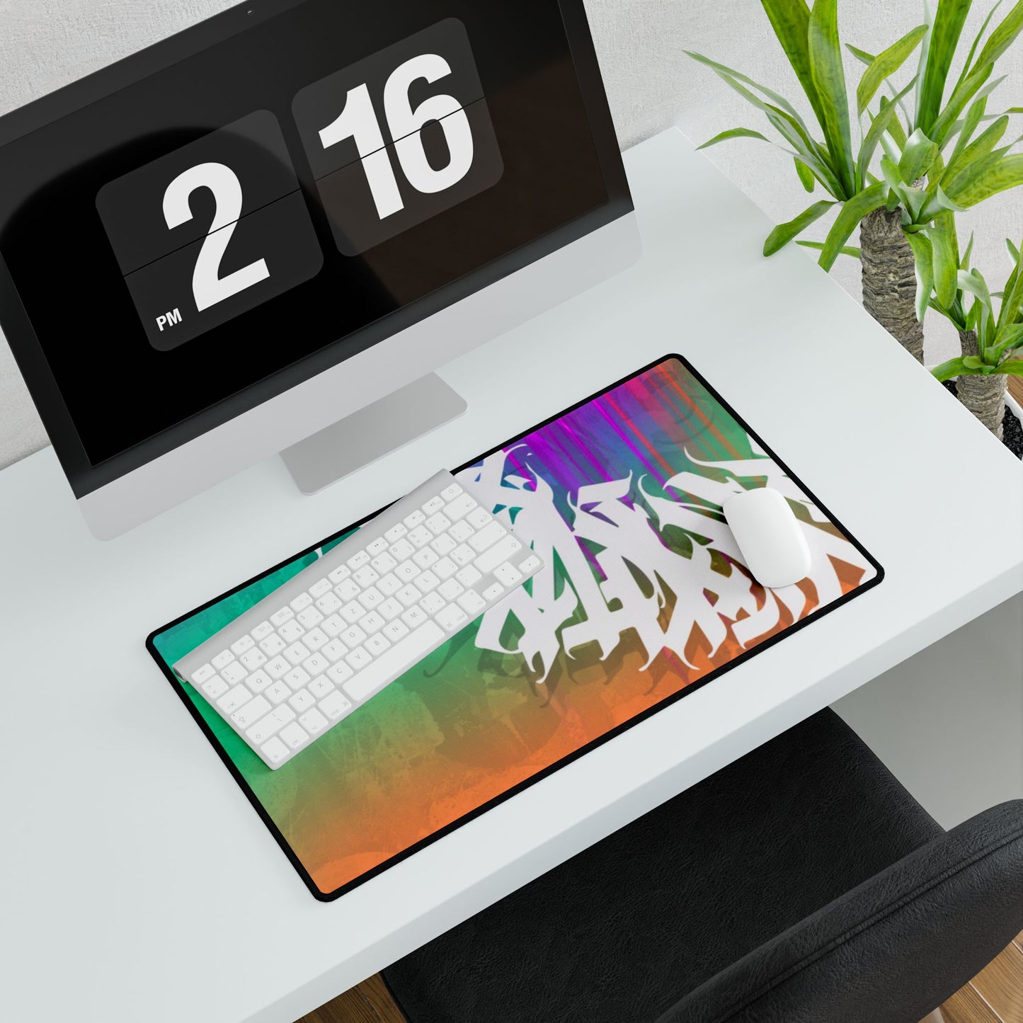 Vibrant Artistic Desk Mat - Colorful Graffiti Design for Home Office